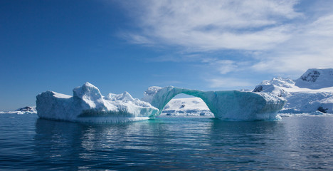 Massive iceberg arch slowly melting in Antarctica
