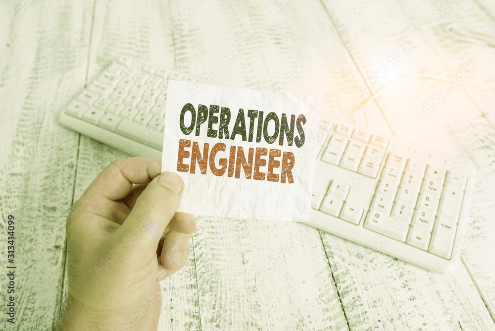 Poster writing note showing operations engineer. business concept for analyze and design operation that wil