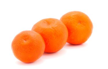 Three tangerines isolated.