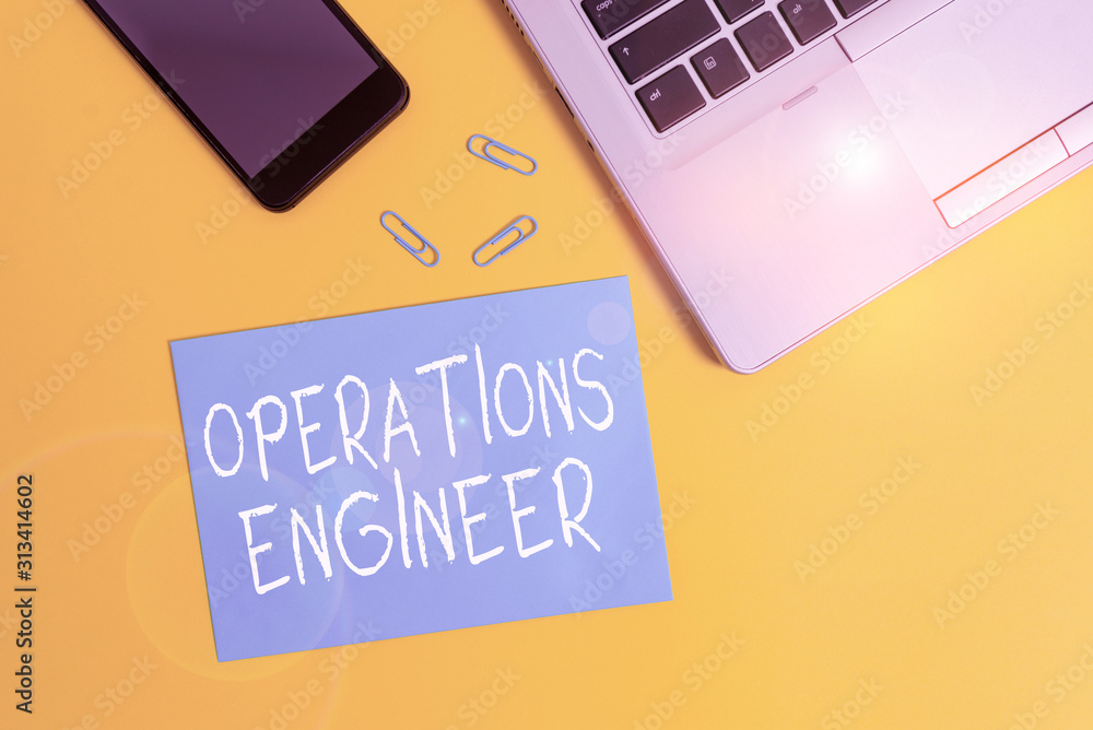 Poster text sign showing operations engineer. business photo showcasing analyze and design operation that w