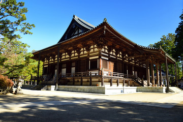 Koyasan, Japan - November 20, 2019: View of Kondo Hall at Danjo Garden Complex in Koyasan, Japan..Koyasan located in the Kansai region of Wakayama prefecture