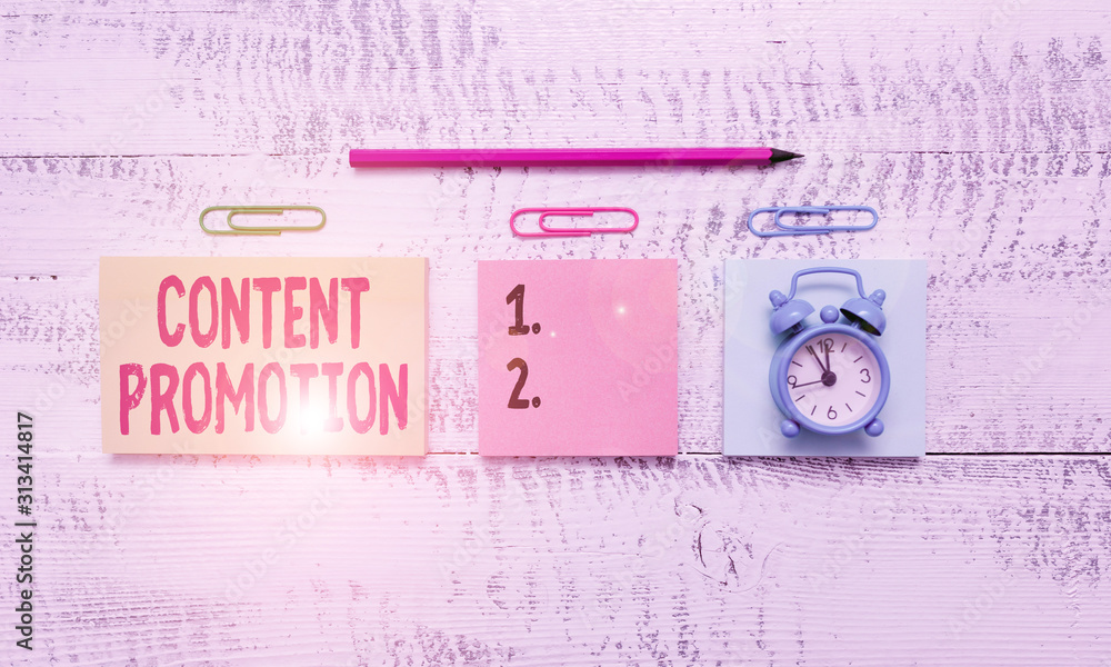 Poster conceptual hand writing showing content promotion. concept meaning about getting content in front of