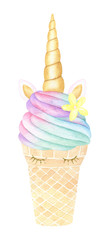 Unicorn Ice Cream Illustration