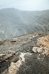 Mining in an open giant quarry