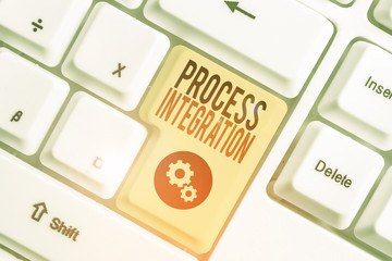 Writing note showing Process Integration. Business concept for sharing of data and events between...