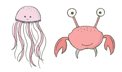 summer beach elements marine bird holiday  brush art instagram  modern  social media 