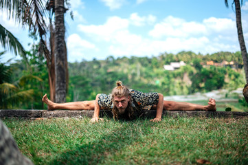 Man practice Yoga practice and meditation outdoor