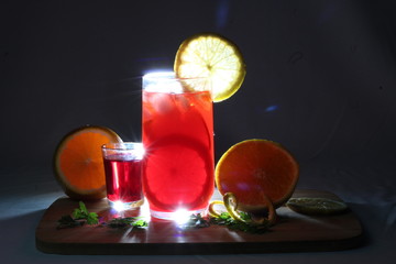 Strawberry juice with well-chilled orange