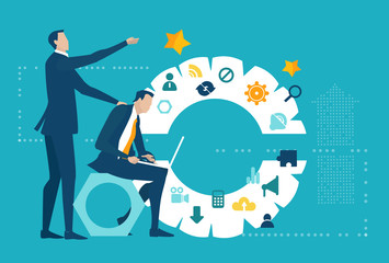 Successful business people work globally. Business concept illustration