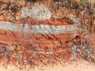 colored abstract picture with red and white clay texture