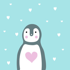 penguin heart blue nursery