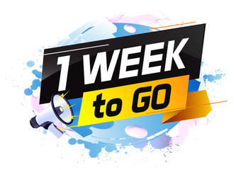 1 week to go word concept vector illustration with megaphone and 3d style for use landing page, template, ui, web, mobile app, poster, banner, flyer, background, gift card, coupon,