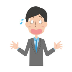 スーツ　会社員　男性　上半身　びっくり