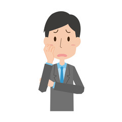 スーツ　会社員　男性　上半身　悩む　表情　ポーズ