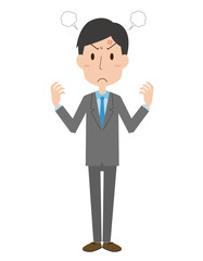 スーツ　会社員　男性　全身　怒る　表情　ポーズ