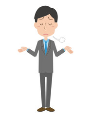 スーツ　会社員　男性　全身　溜息　落ち込む　表情　ポーズ