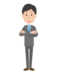 スーツ　会社員　男性　全身　腕組み　表情　ポーズ