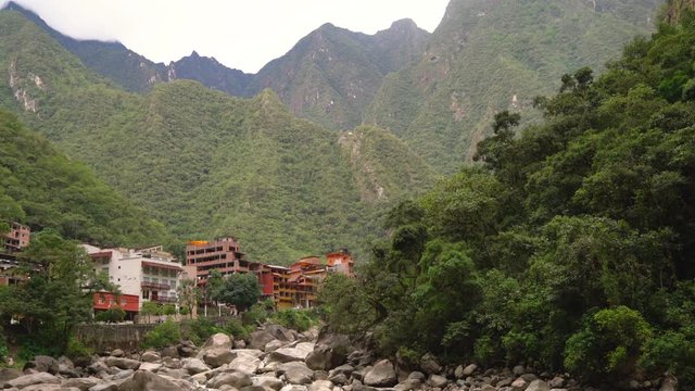 PERU: Aguas Calientes (Machu Picchu City) in the Andes with rain forest
