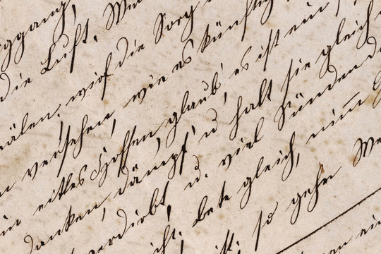 Historisches Schriftbild auf vergilbtem Schreibpapier - Mitte 19. Jahrhundert