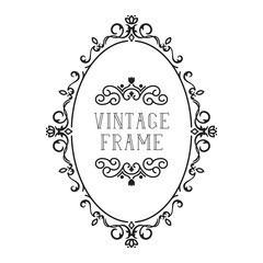 Vignette oval royal frame. Classic ornate border. Vector isolated vintage invitation card.