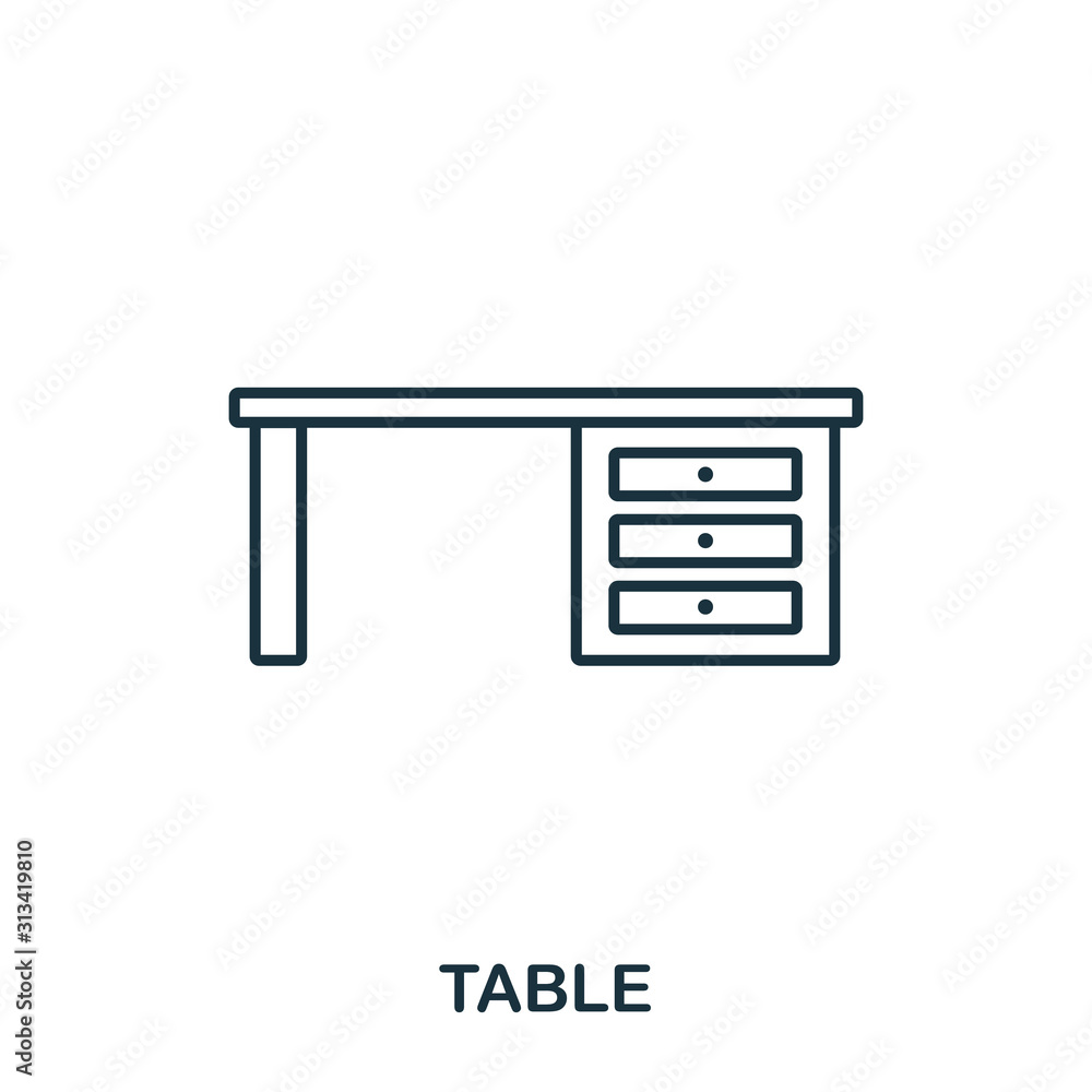Aufkleber table line icon. thin design style from office tools icon collection. simple table icon for infograp