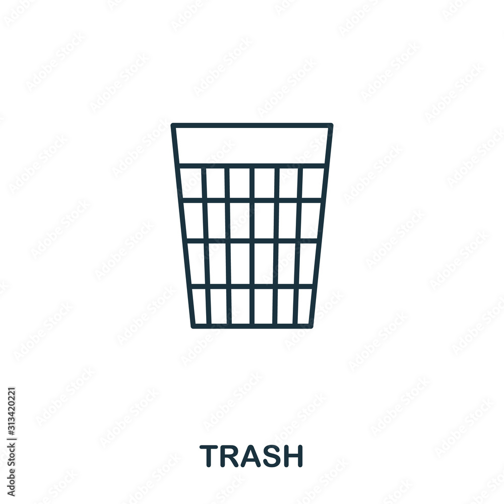Poster trash line icon. thin design style from office tools icon collection. simple trash icon for infograp