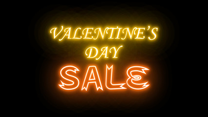 Valentine's day sale neon letter on the black color for promotion sale and for clearance sale and for promote sale season.