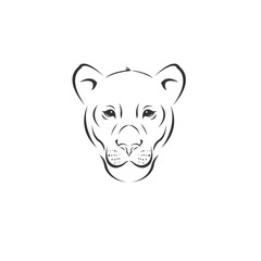 Vector image of an Lion black and white. design style. animal. art. symbol. logo. Illustrator. on white background.