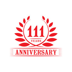 Fototapeta premium 111 years logo design template. One hundred eleventh anniversary vector and illustration.