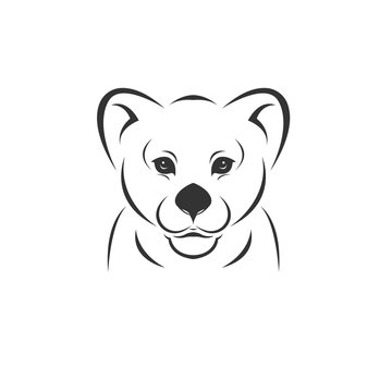 Vector image of an Lion black and white. design style. animal. art. symbol. logo. Illustrator. on white background.