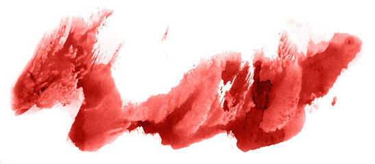 Abstract watercolor background hand-drawn on paper. Volumetric smoke elements. Red color. For design, web, card, text, decoration, surfaces.