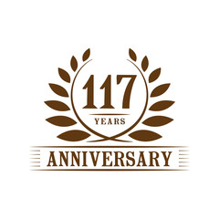 117 years logo design template. One hundred seventeenth anniversary vector and illustration.