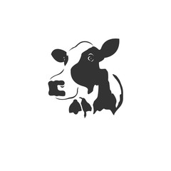Vector image of an cow black and white. design style. animal. art. symbol. logo. Illustrator. on white background. Mammals