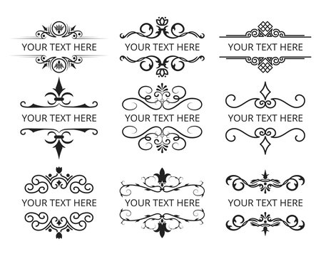Vintage design collection of frames . Vector isolated ornate royal borders. Wedding templates. 