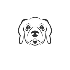 Vector image of an Dog black and white. design style. animal. art. symbol. logo. Illustrator. on white background. Mammals