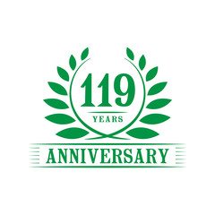119 years logo design template. One hundred nineteenth anniversary vector and illustration.
