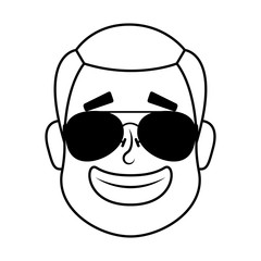 young man head with sunglasses character