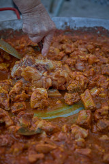 Big paella of chicken home made