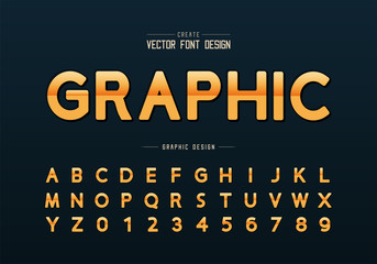Reflective font and round alphabet vector, Gradient design typeface and number