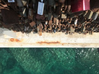 Padlocks of love overlooking sea