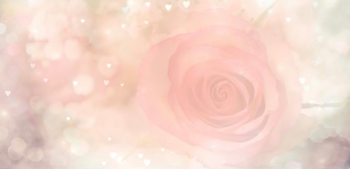 Rosa Rose mit Bokeh in Herzform - Abstrakter Hintergrund Banner zum Muttertag, Valentinstag oder...