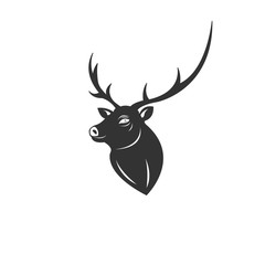 Vector image of an Deer black and white. design style. animal. art. symbol. logo. Illustrator. on white background. Mammals