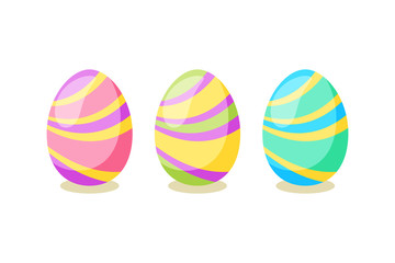 Fototapeta na wymiar Happy Easter card. Set of cute Easter eggs with different texture on a white background. Spring holiday. Vector Illustration. Happy easter eggs