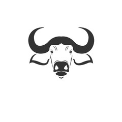 Vector image of an buffalo black and white. design style. animal. art. symbol. logo. Mammals. Wild buffalo. Illustrator. on white background