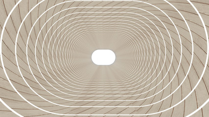 3d render of abstract ellipse shape in tunnel background