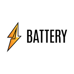 Vector logo of electric battery, charge and power
