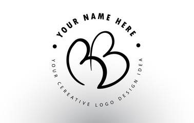 BB Handwritten Letters Logo Design with Circular Letter Pattern. Creative Handwritten Signature Logo Icon - obrazy, fototapety, plakaty