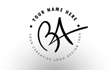 BA Handwritten Letters Logo Design with Circular Letter Pattern. Creative Handwritten Signature Logo Icon