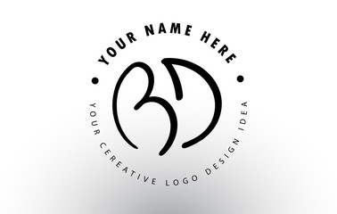 BD Handwritten Letters Logo Design with Circular Letter Pattern. Creative Handwritten Signature Logo Icon
