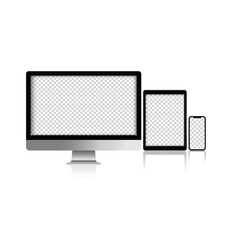 Mockup realistic computer laptop telephone isolate vector